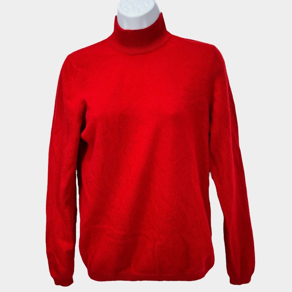 Charter Club 100% Cashmere Red Turtleneck Pullover Sweater Women ‎ Petite Medium